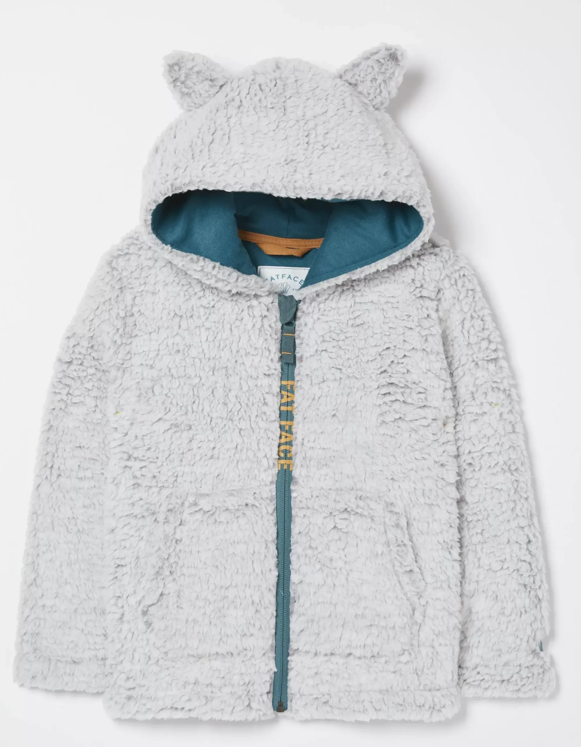 FatFace Wolf Fleece Zip Through Hoodie Grey Marl Clearance