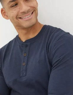 FatFace Woodside Slub Cotton Henley Navy Best