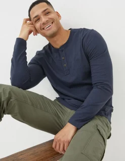 FatFace Woodside Slub Cotton Henley Navy Best