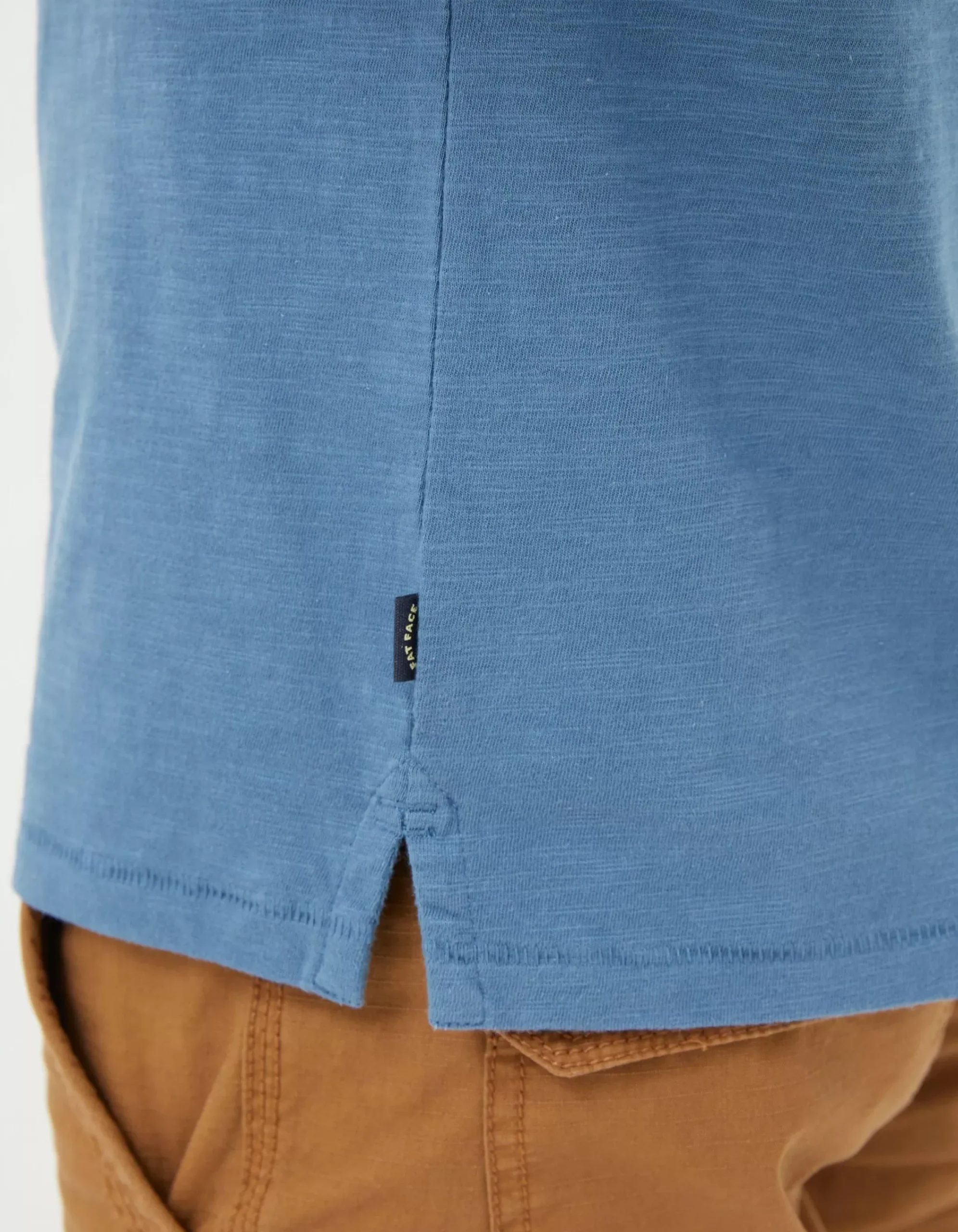 FatFace Woodside Slub Cotton Henley Light Denim Blue Sale