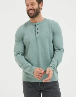 FatFace Woodside Slub Cotton Henley Sage Green Sale