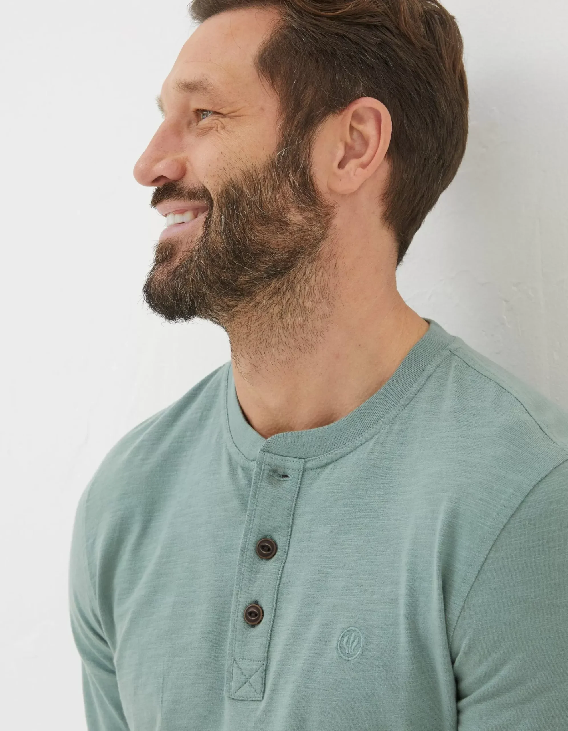 FatFace Woodside Slub Cotton Henley Sage Green Sale