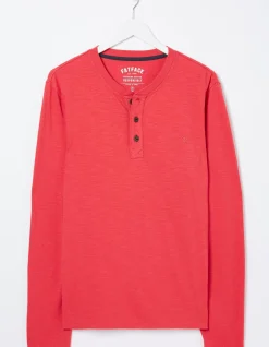 FatFace Woodside Slub Cotton Henley Coral Pink Clearance