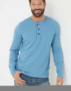 FatFace Woodside Slub Henley Washed Blue New