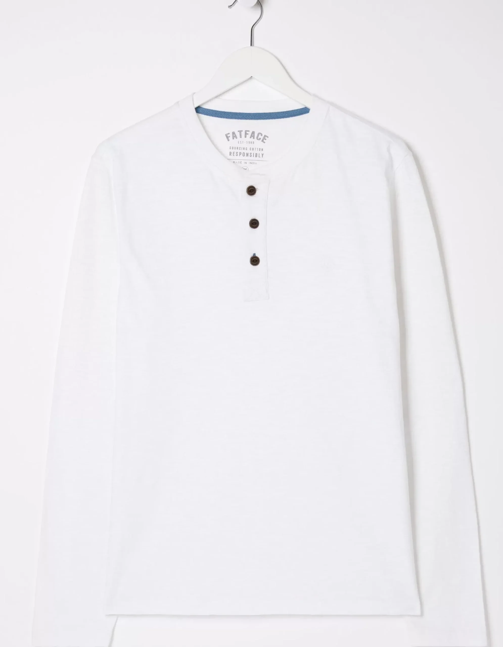 FatFace Woodside Slub Henley White Outlet