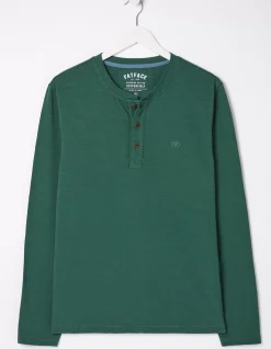 FatFace Woodside Slub Henley Jade Green Best