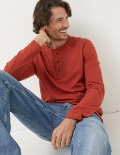 FatFace Woodside Slub Henley Washed Red New