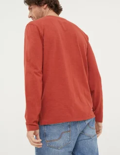FatFace Woodside Slub Henley Washed Red New