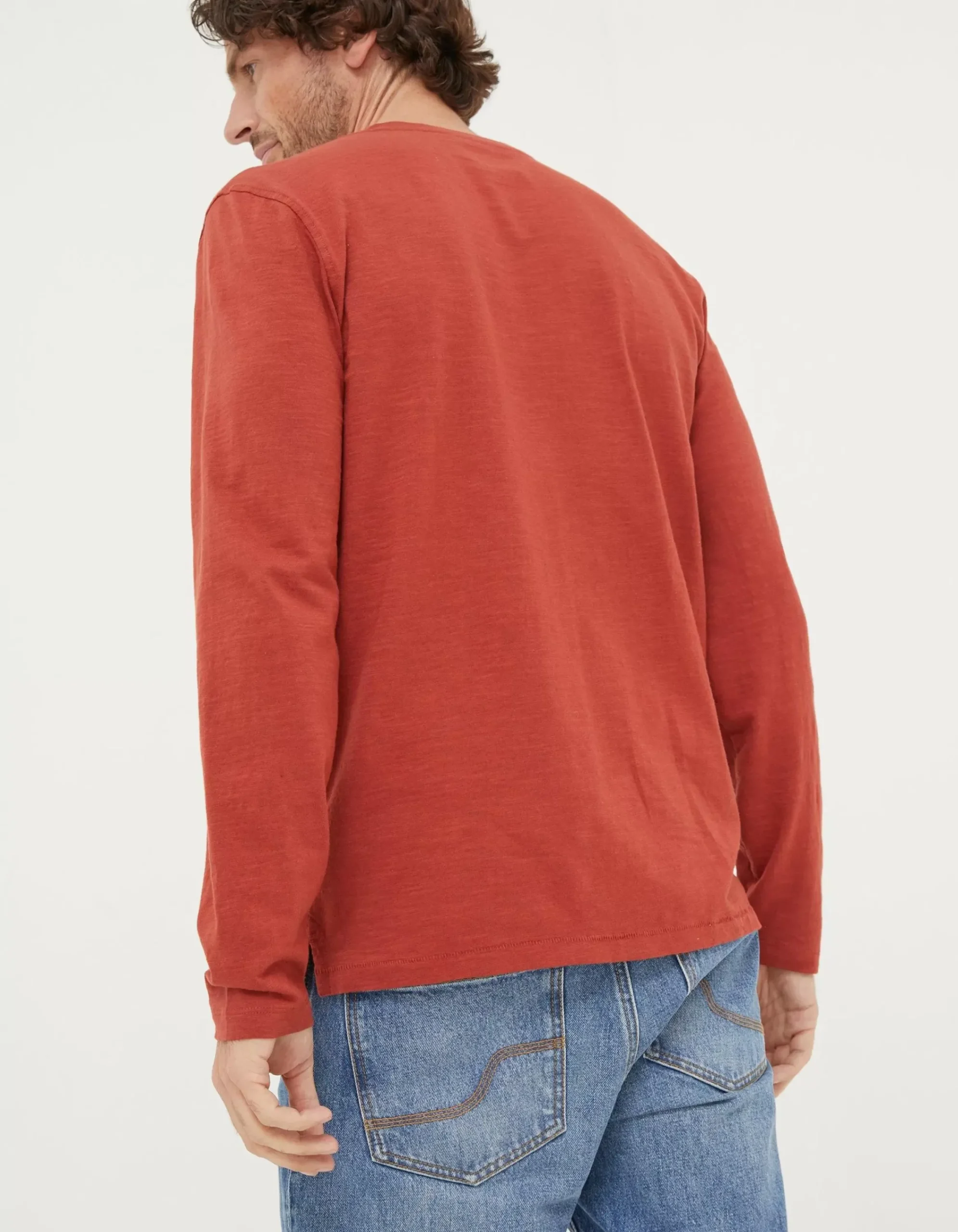 FatFace Woodside Slub Henley Washed Red New
