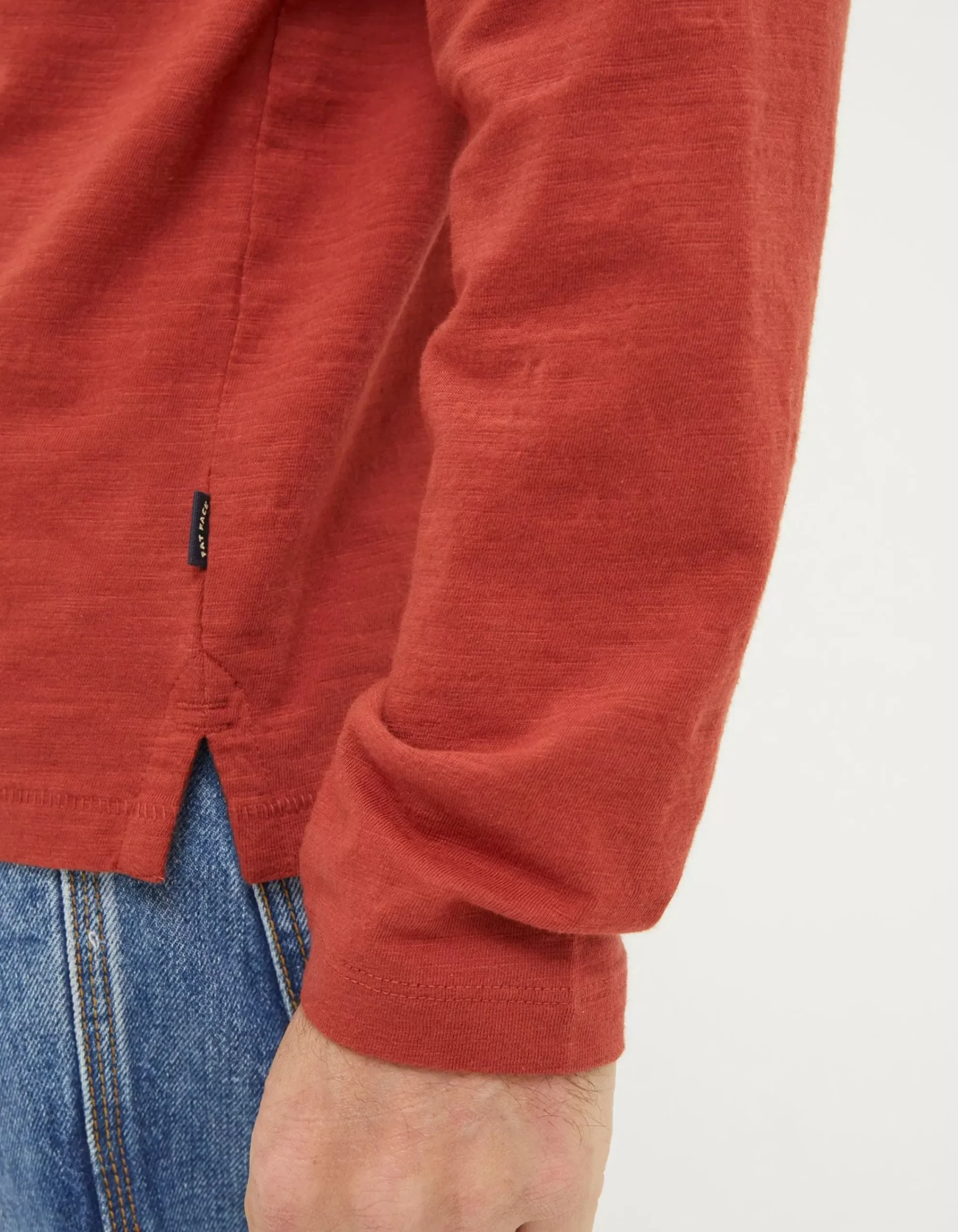 FatFace Woodside Slub Henley Washed Red New