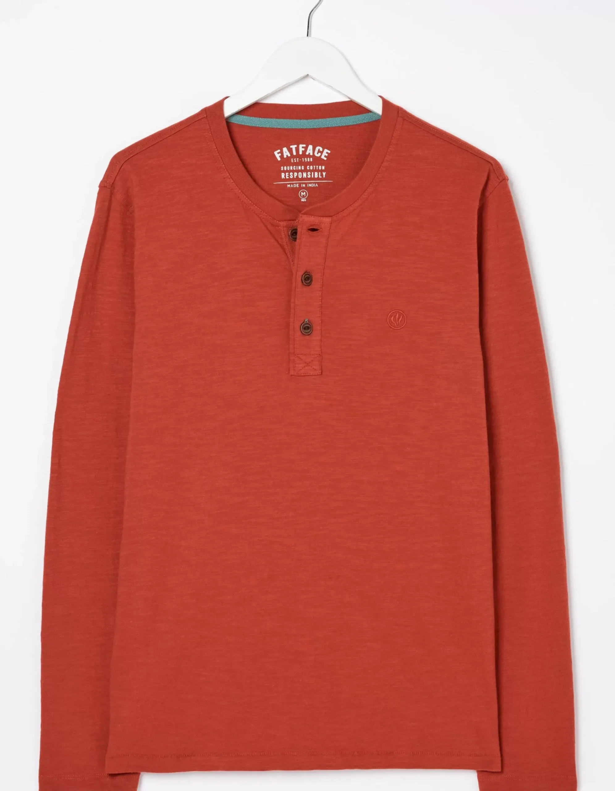 FatFace Woodside Slub Henley Washed Red New
