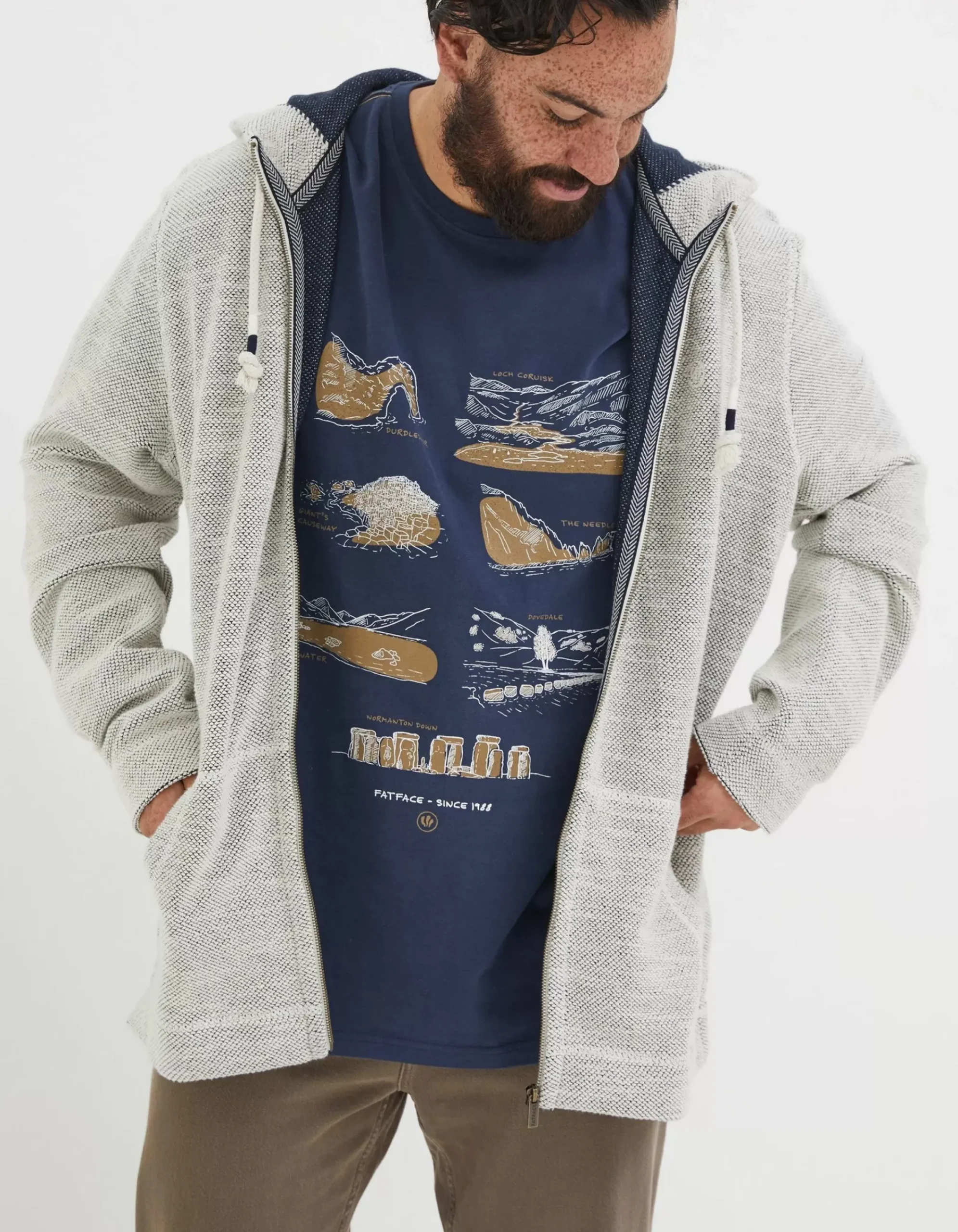 FatFace Woolacombe Zip Through Hoodie Oatmeal Online