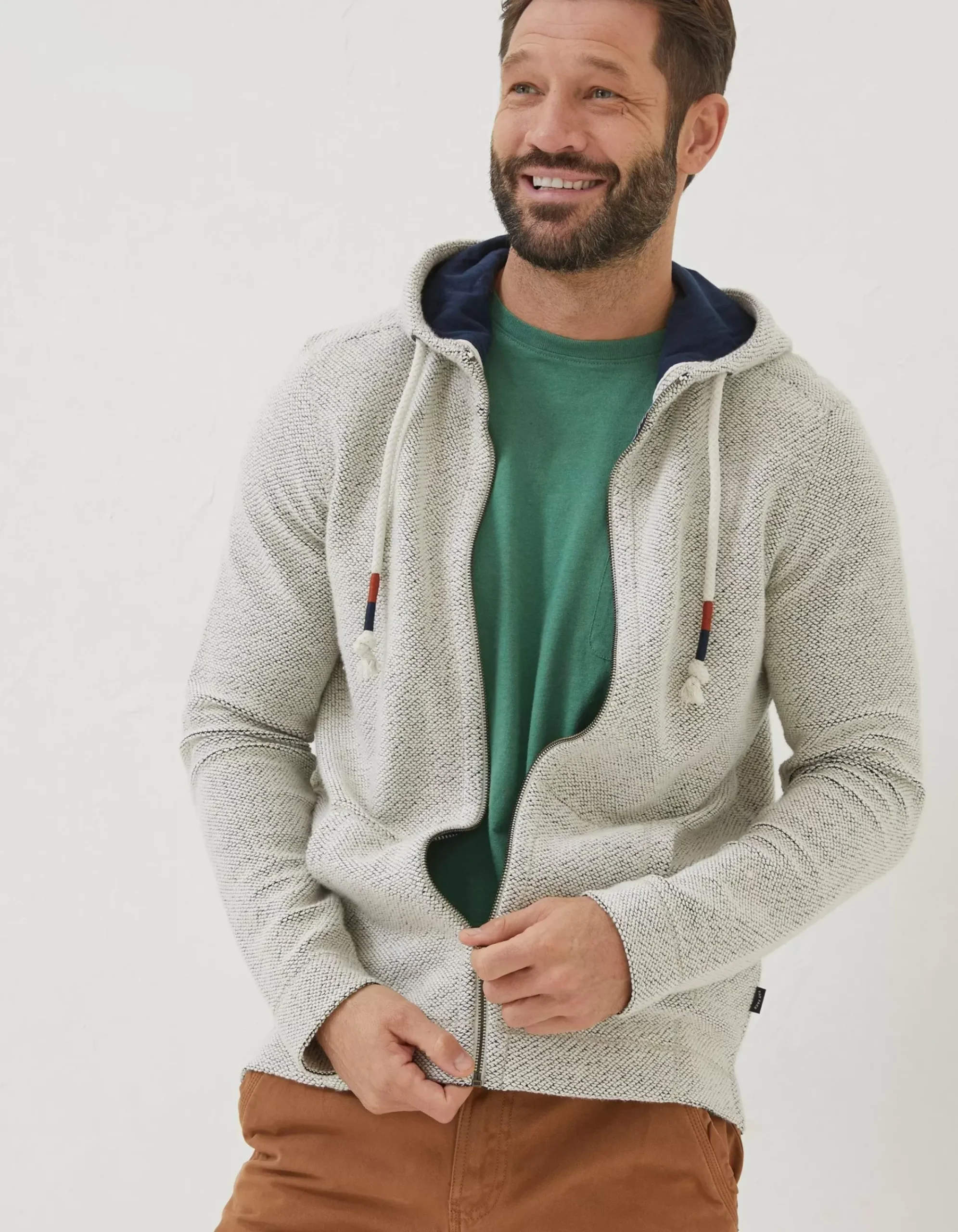 FatFace Woolacombe Zip Through Hoodie Oatmeal Clearance