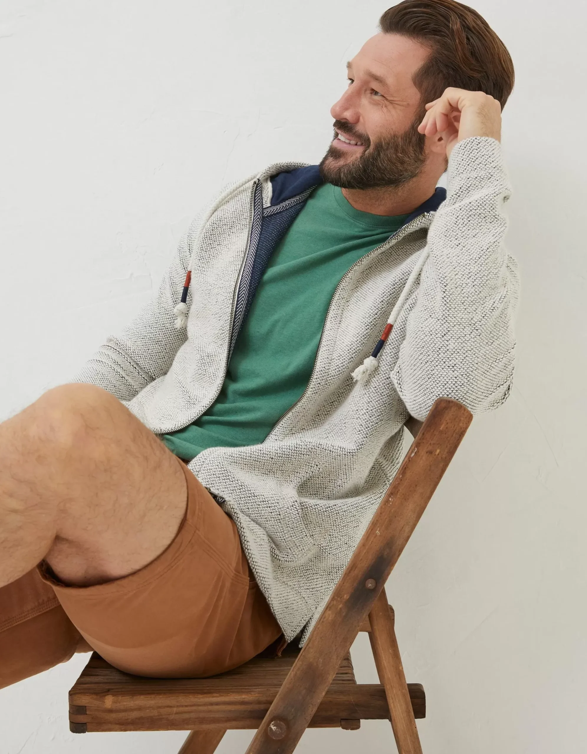 FatFace Woolacombe Zip Through Hoodie Oatmeal Clearance