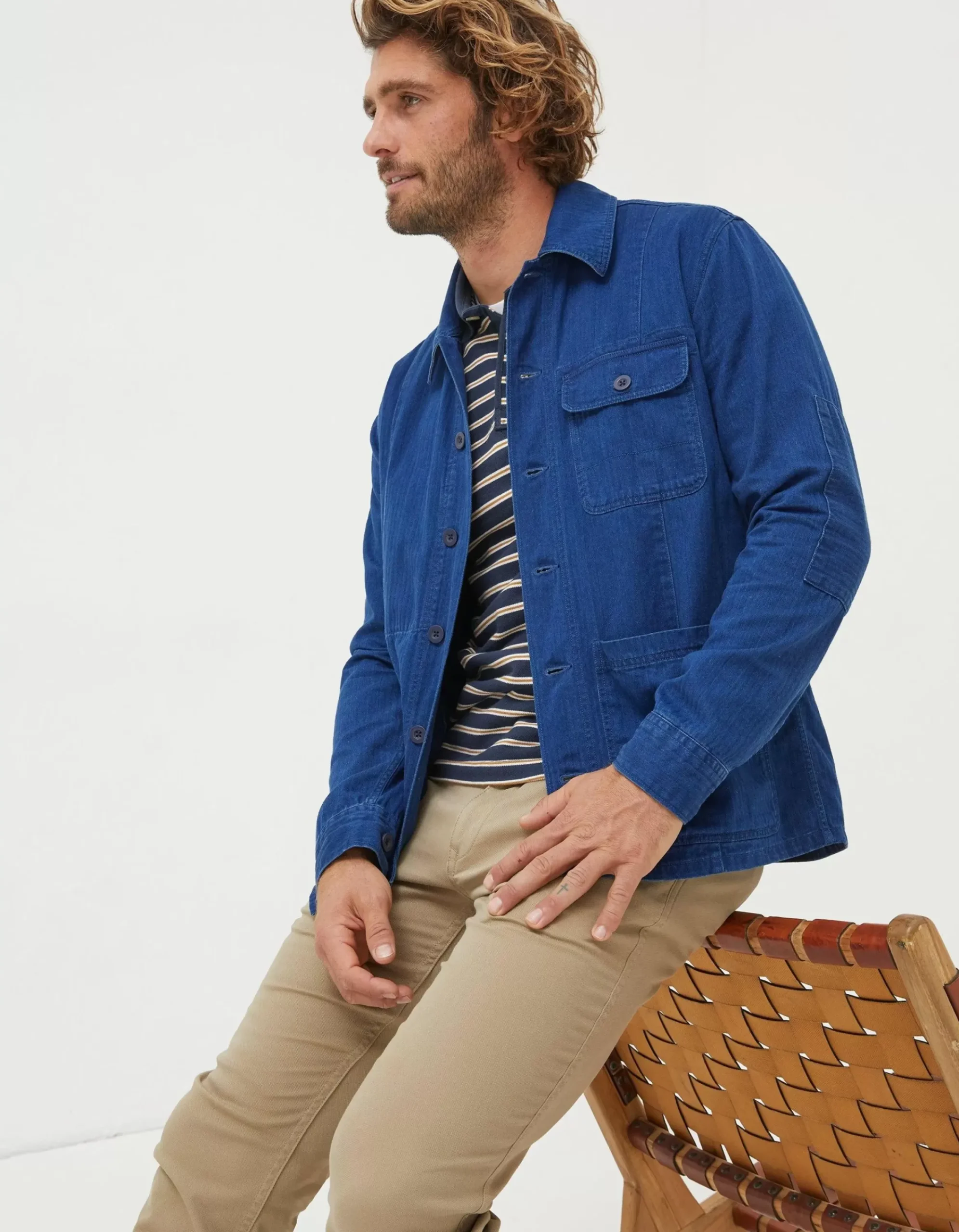 FatFace Worker Jacket Indigo Blue Discount