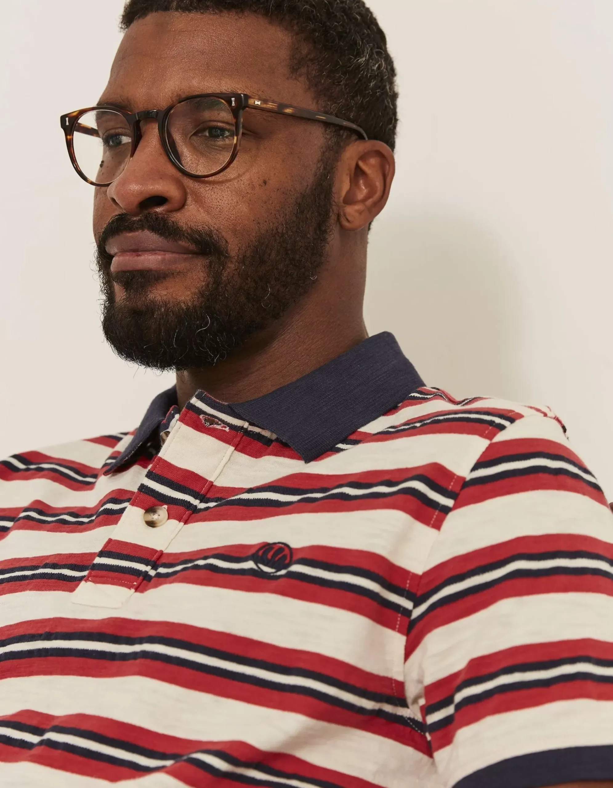 FatFace Worthing Stripe Polo Ecru Discount