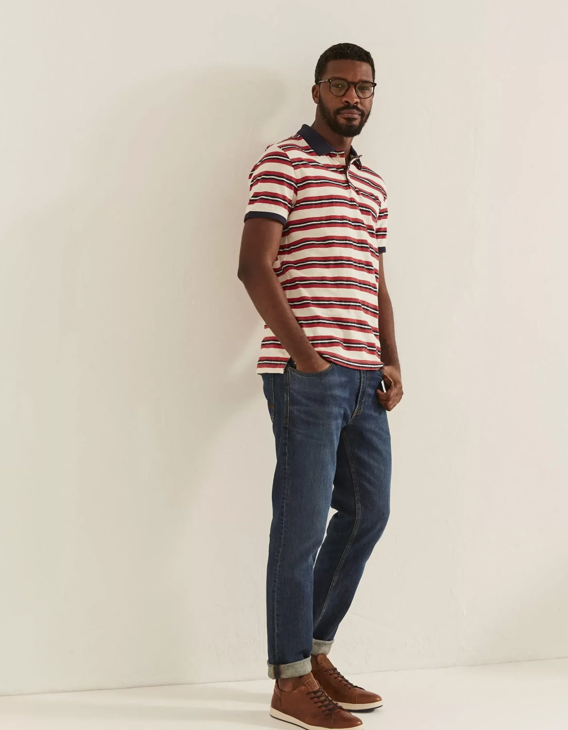 FatFace Worthing Stripe Polo Ecru Discount