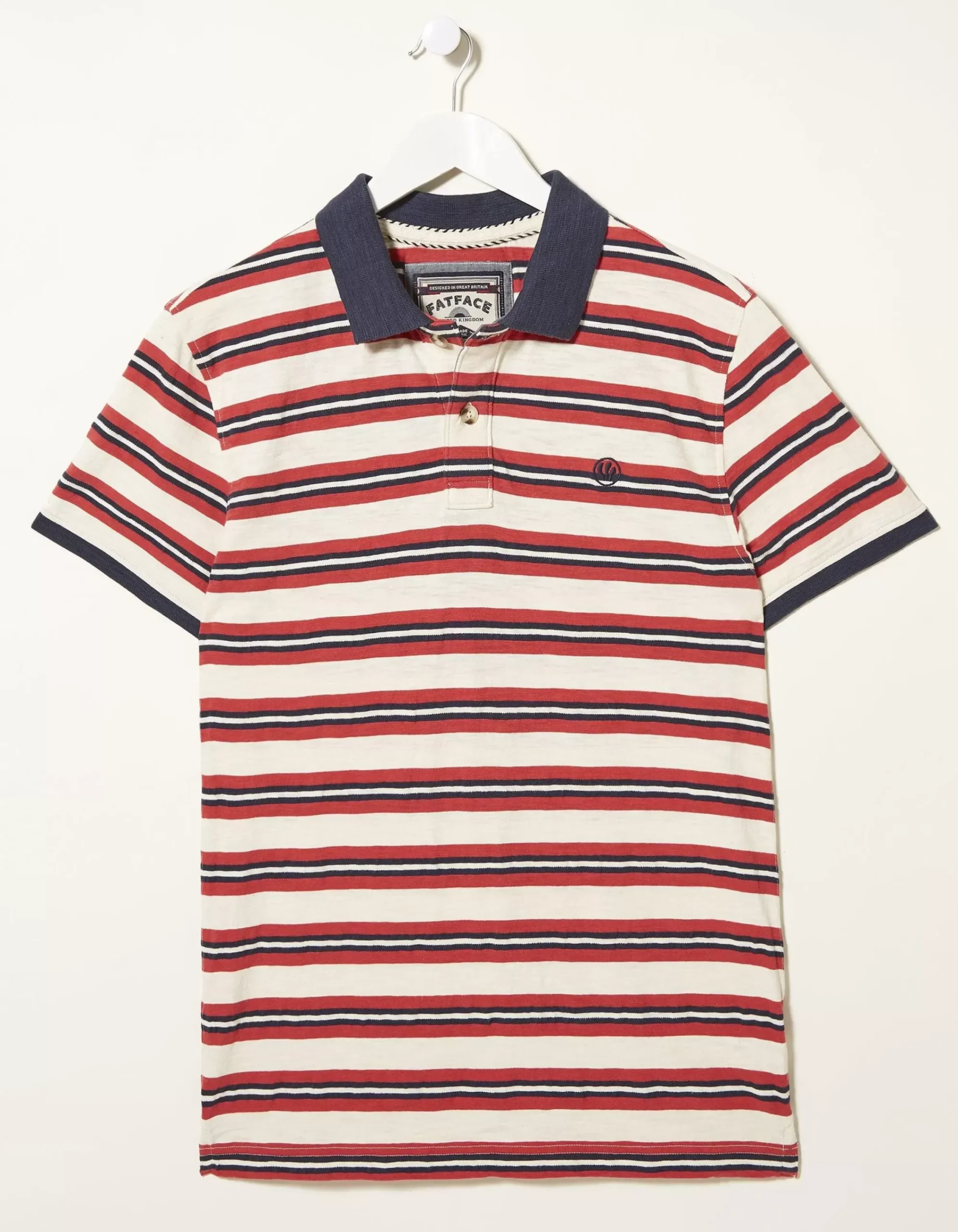 FatFace Worthing Stripe Polo Ecru Discount