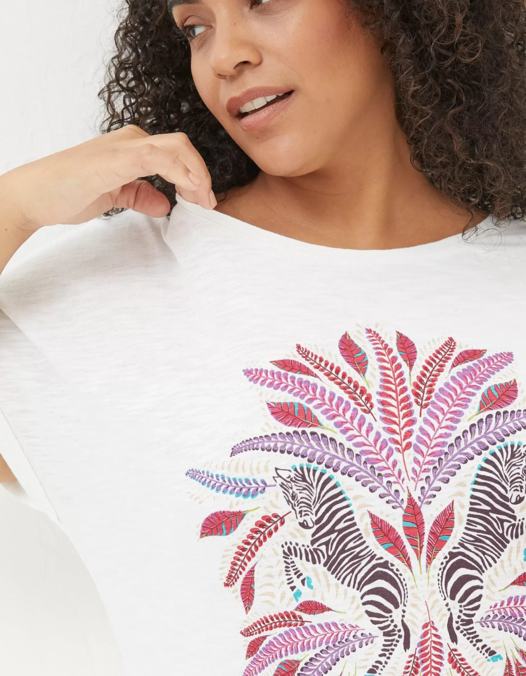 FatFace Zebra Graphic T-Shirt Ivory
