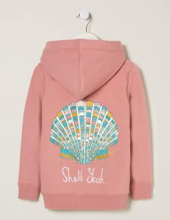 FatFace Zip Thru Shell Yeah Hoodie Shrimp Outlet