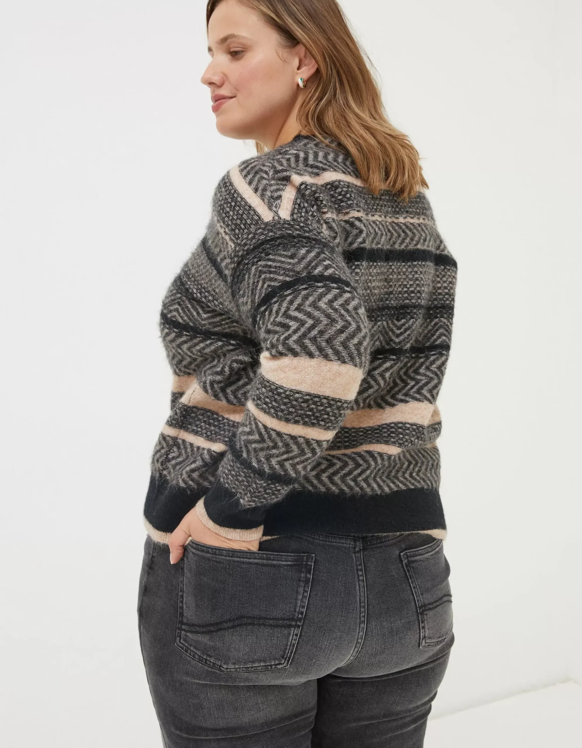 FatFace Zoe Boxy Fairisle Jumper Natural Best