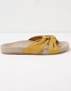 FatFace Zoe Cross Strap Footbed Sliders Mustard Online